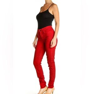 ❤️ European brand designer Massimo Dutti red fitted denim jeans Valentines cute